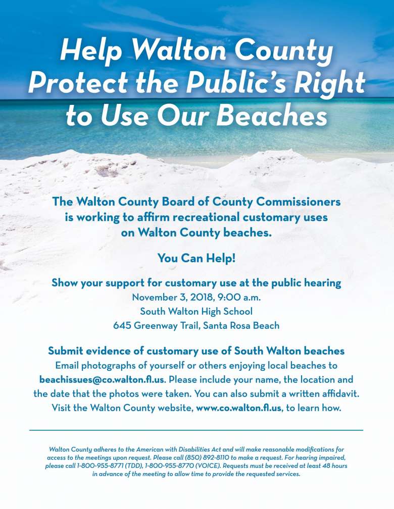 Customary Use Battleground in Walton County, Florida Public Hearing